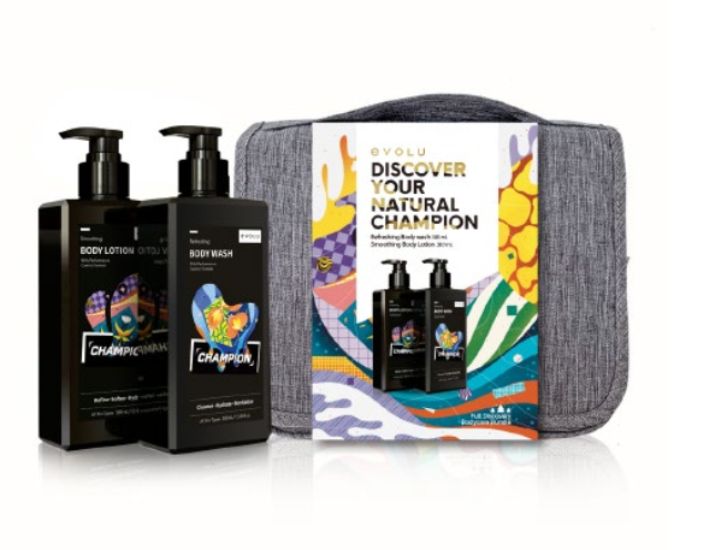 Evolu Champion Body Care Duo - 
Body Wash & Body Lotion
TBag